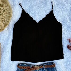 ❤️ ONLY Black Scallop Edge Cami Tank Top Size 40 (M/L)